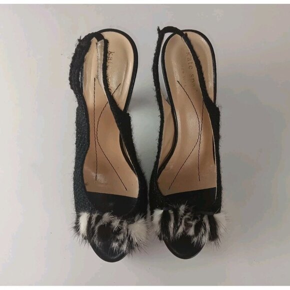 Kate Spade Womens Slingback Open Toe High Block Heels Leather Black Size 7 B - Picture 2 of 10
